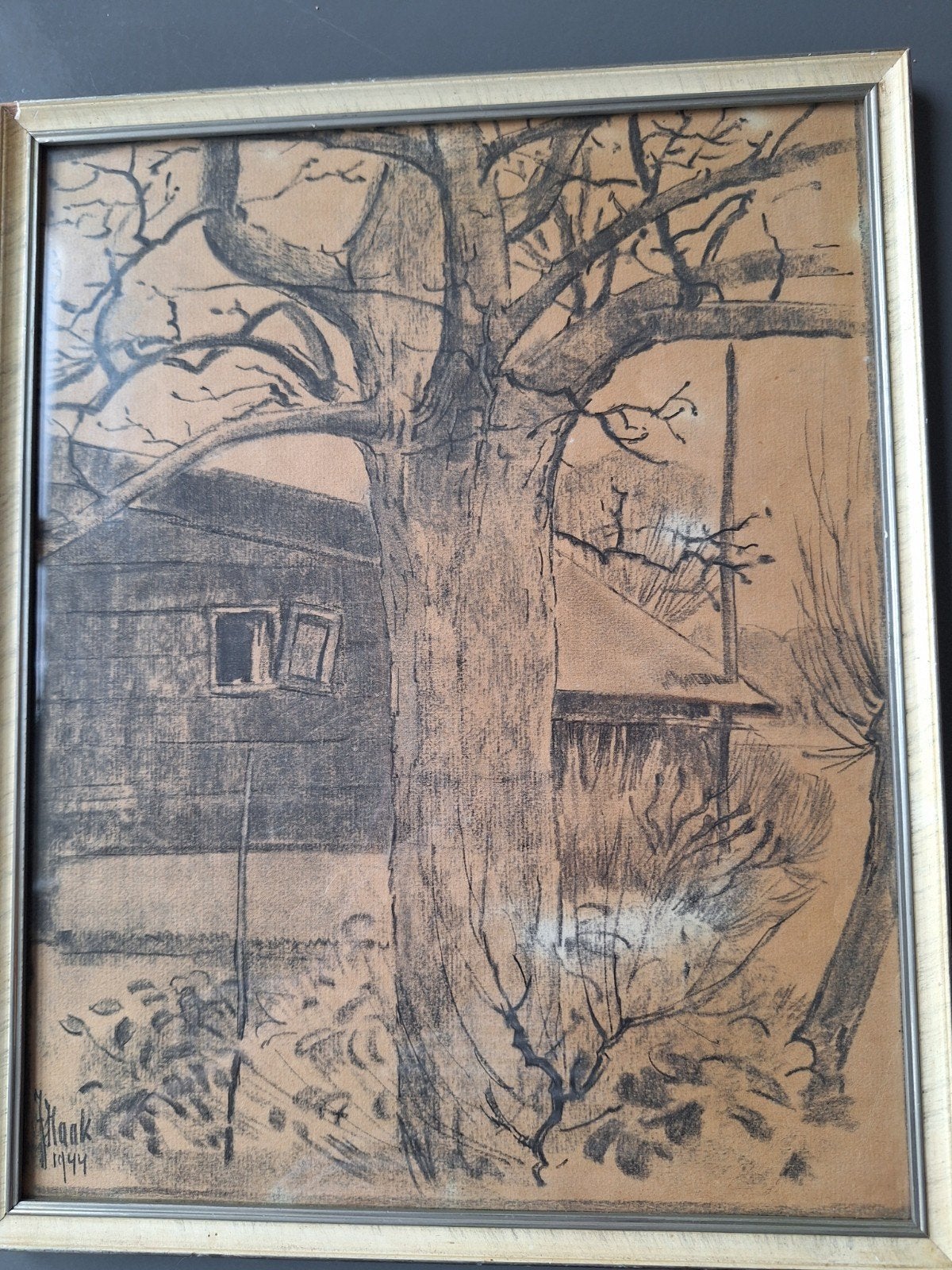 Houtskool tekening van J. Haak, Antiek en Kunst, Kunst | Tekeningen en Foto's, Ophalen of Verzenden