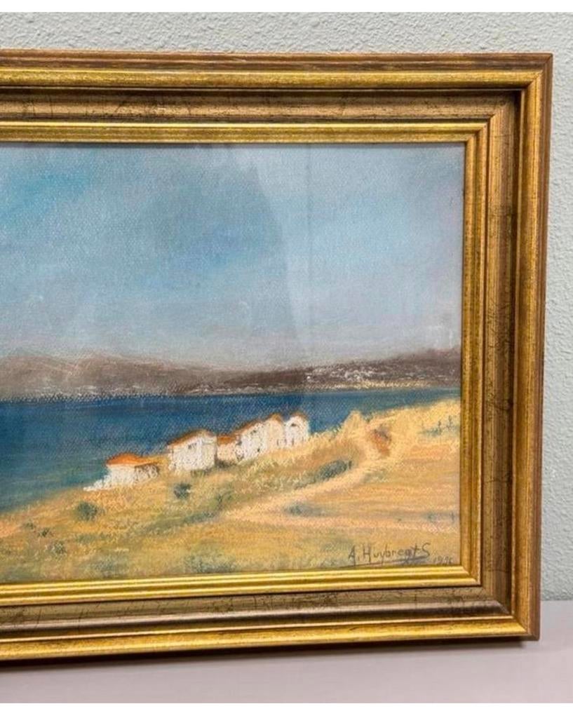 A. Huybregts 1996 vintage Schilderij kustlandschap kust art, Ophalen of Verzenden