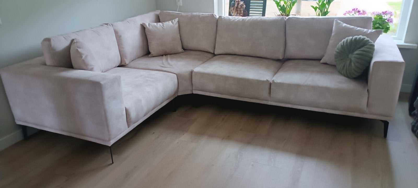 meeneemprijs! nieuwe beige hoekbank, hoogwaardige kwaliteit, Antiek en Kunst, Ophalen