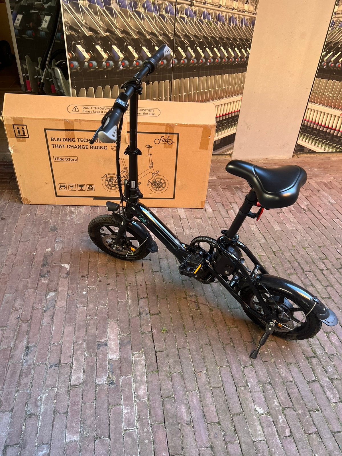 Fiido D3 Pro e-vouwfiets + doos, oplader en alarm, 14 tot 16 inch, Zo goed als nieuw, Deels opvouwbaar, Schijfrem