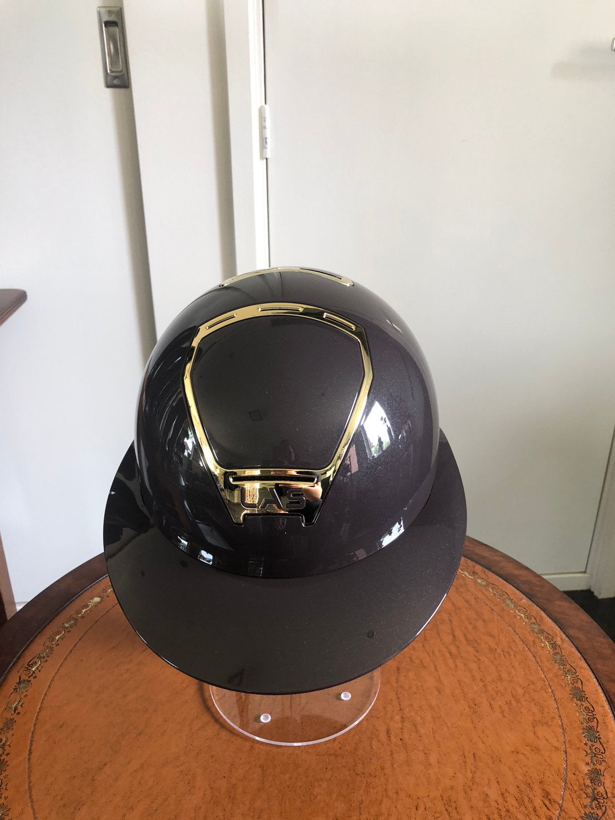 LAS cap bruin donkerbruin lak maat M (53-59), Dieren en Toebehoren, Paardrijkleding, Dressuur, LAS, Nieuw, Kinderen