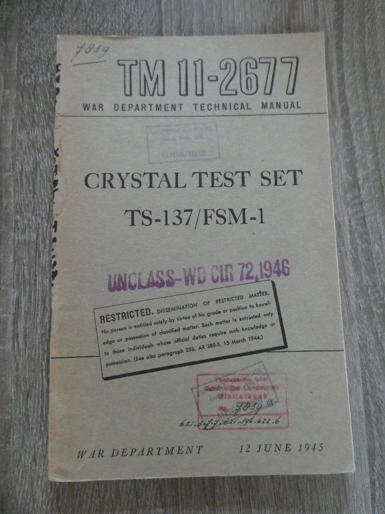 Engels Voorschrift Chrystal Test Set TS137/FSM-1, Ophalen of Verzenden, Landmacht, Engeland, Boek of Tijdschrift