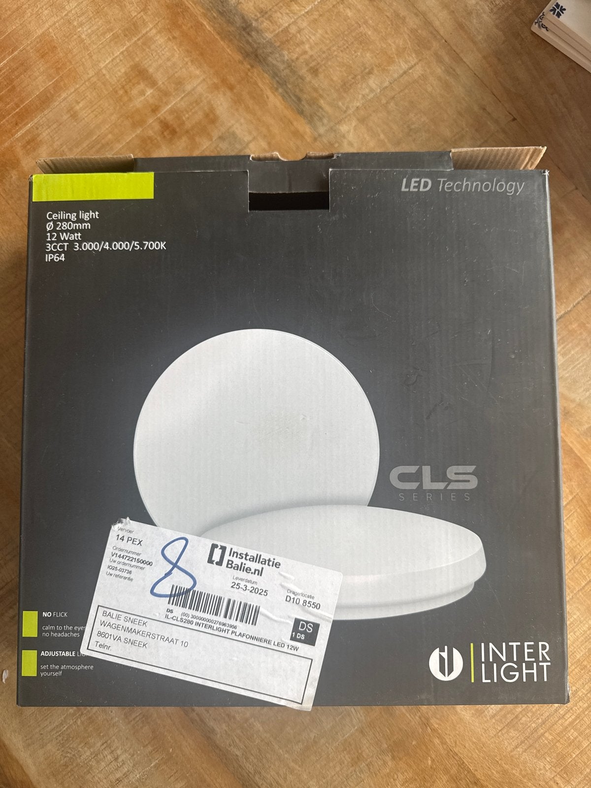 Interlight CLS Series LED Plafondlamp 280mm 12W, Kunststof, Ophalen of Verzenden, Wit, Nieuw