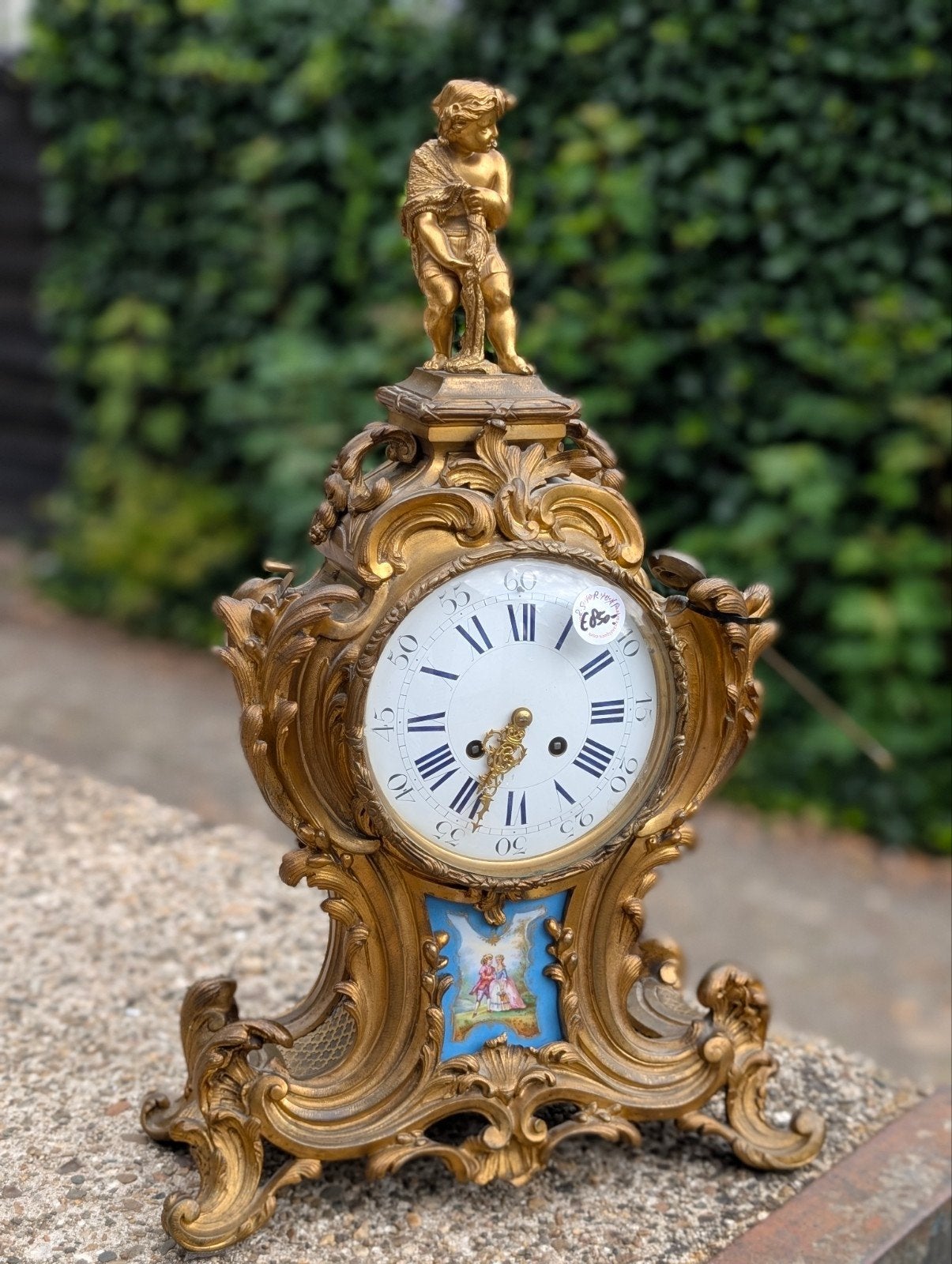 Grote vuurvergulde bronzen pendule muziek. 59 cm. €850., Ophalen