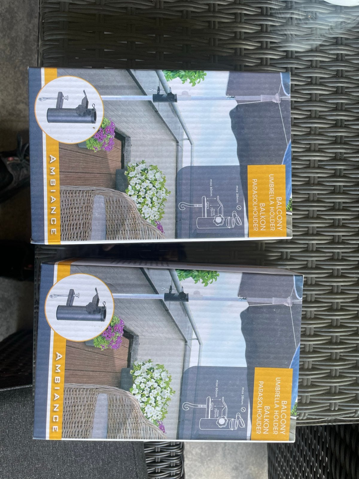 2x Ambiance Balkon Parasolhouder - Nieuw in Doos, Ophalen of Verzenden, Nieuw, Overige typen