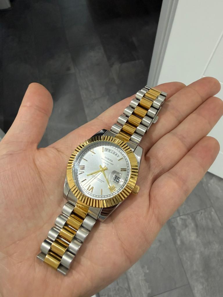 Luxe horloge gold silver nieuw, Ophalen of Verzenden, Zo goed als nieuw, Goud, Zilver