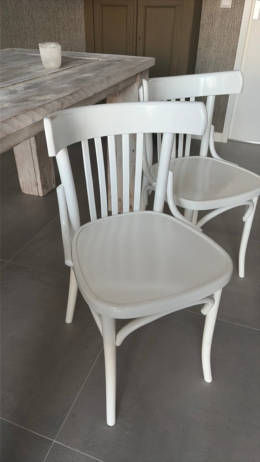 Te koop 4 café stoelen, Ophalen, Zo goed als nieuw, Bruin
