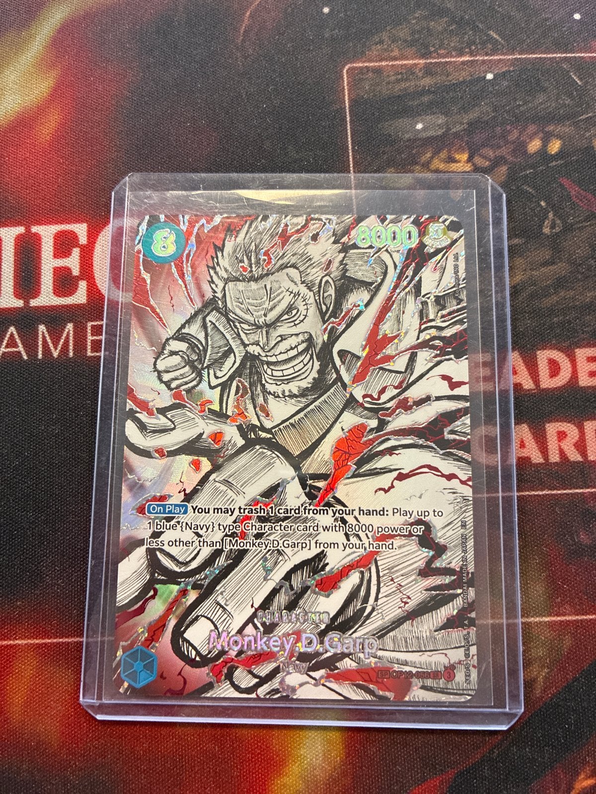 Monkey D. Garp OP12-056 SR Mint One Piece Card Game, Ophalen, Nieuw, Losse kaart