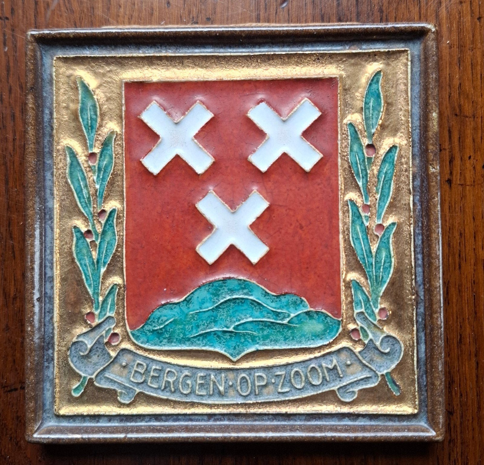 Zeldzame tegel, Porceleyne Fles Delft,wapen Bergen op Zoom, Ophalen of Verzenden