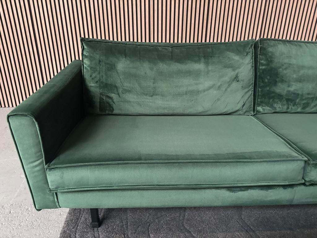 GRATIS LEVERING Velvet Driezits Bank Groen 230x85 GEREINIGD, Driepersoons, 75 tot 100 cm, Ophalen of Verzenden, Zo goed als nieuw