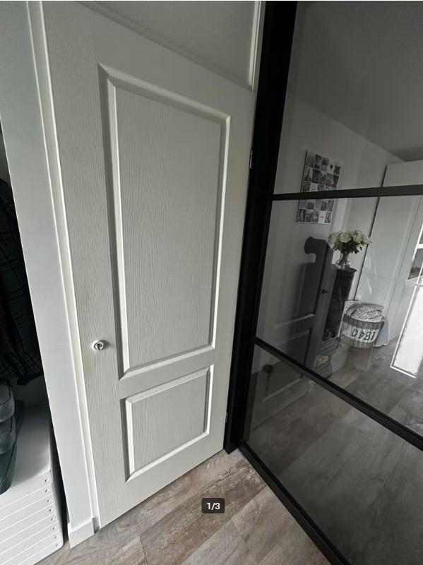 Opdek deur met nerf 201,5x73 cm, wit, merk skantrae, Ophalen, Minder dan 80 cm, Binnendeur, Zo goed als nieuw
