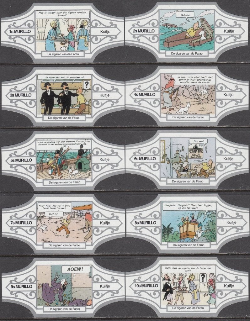 Sigarenbanden Kuifje De Sigaren van de Farao, Murillo 1s-10s, Ophalen of Verzenden, Nieuw, Sigarenbandjes