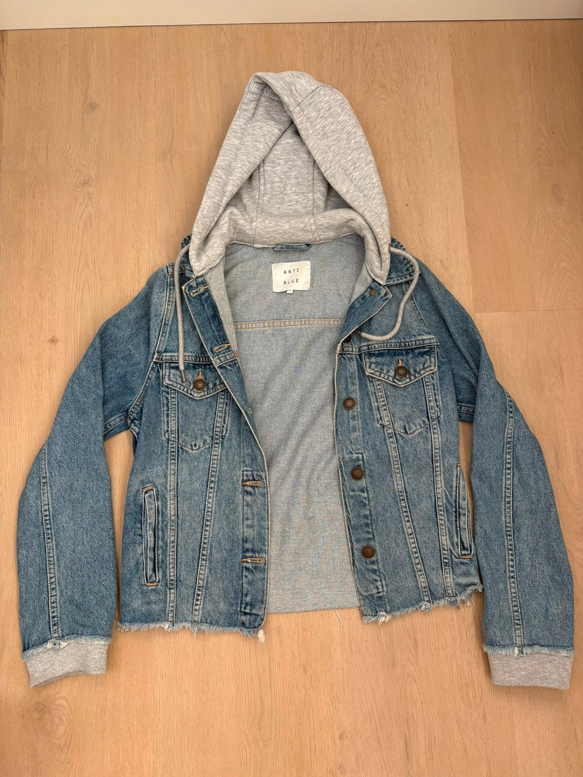 Denim jasje met capuchon maat S, Ophalen of Verzenden, Zo goed als nieuw, Maat 36 (S), Blauw