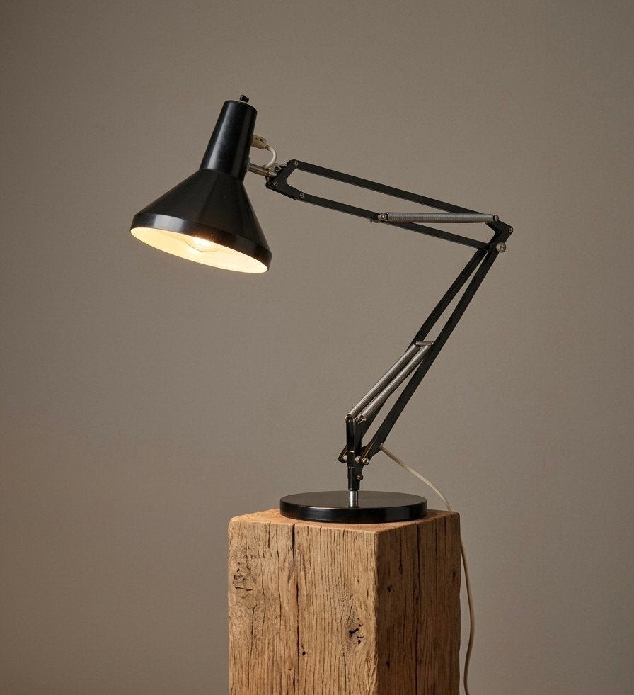 Vintage Hala Zeist Bureaulamp – Zwart – 80cm hoog, Ophalen of Verzenden, Gebruikt, Metaal