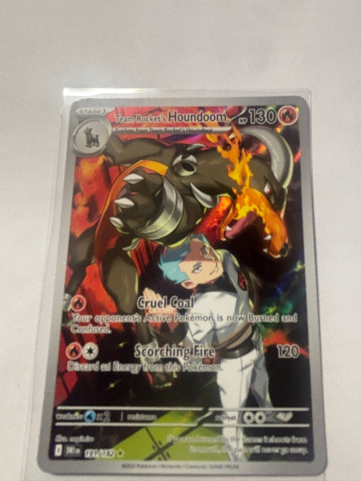 5 Pokémon kaarten:houndoom, blaziken, serperior, larvitar,, Verzenden, Zo goed als nieuw, Meerdere kaarten