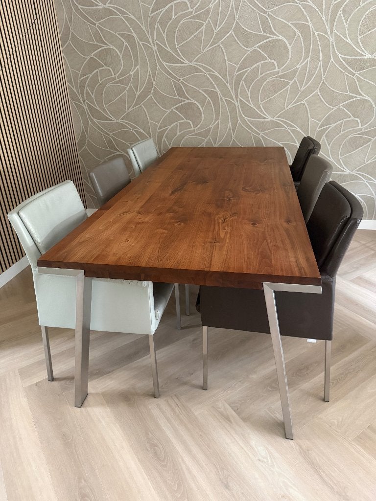 Eettafel met 6 stoelen (Bert Plantagie), Huis en Inrichting, Ophalen, Gebruikt, 200 cm of meer, 50 tot 100 cm
