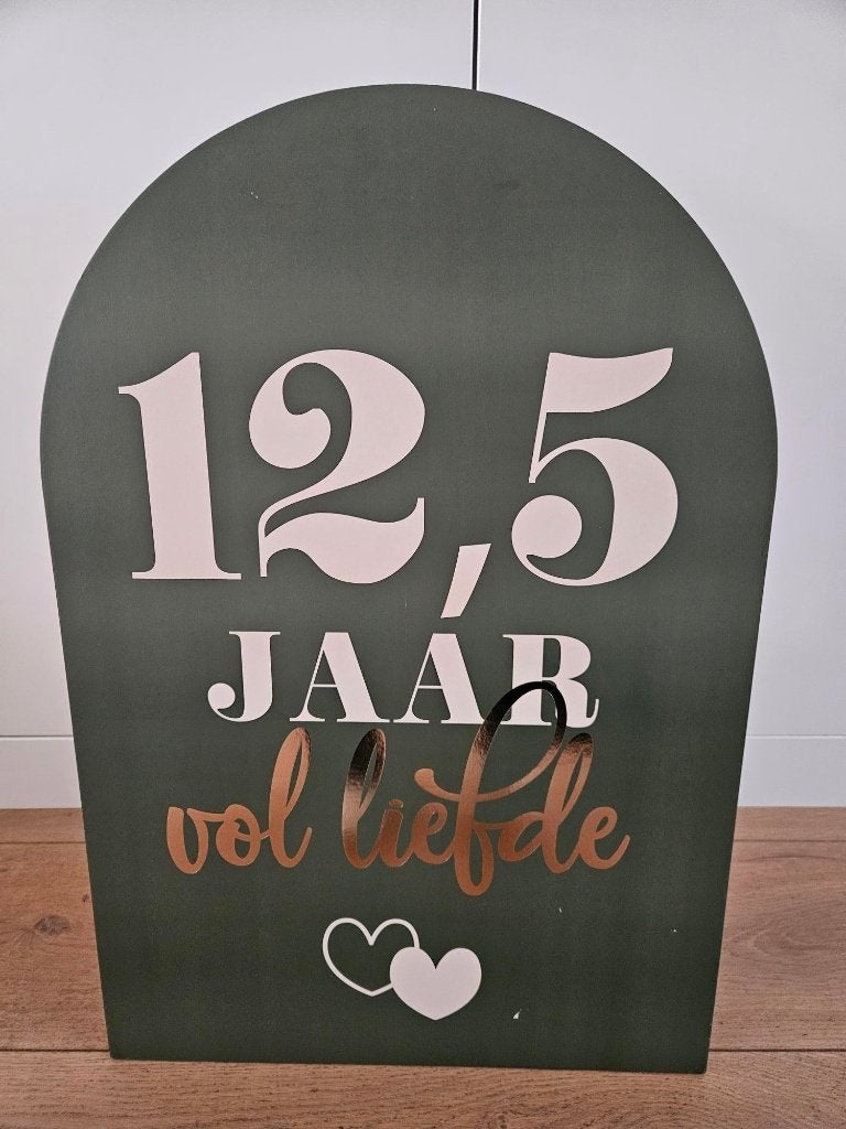 welkomst bord: 12,5 jaar vol liefde, Ophalen, Zo goed als nieuw, Versiering, Geboorte of Huwelijk