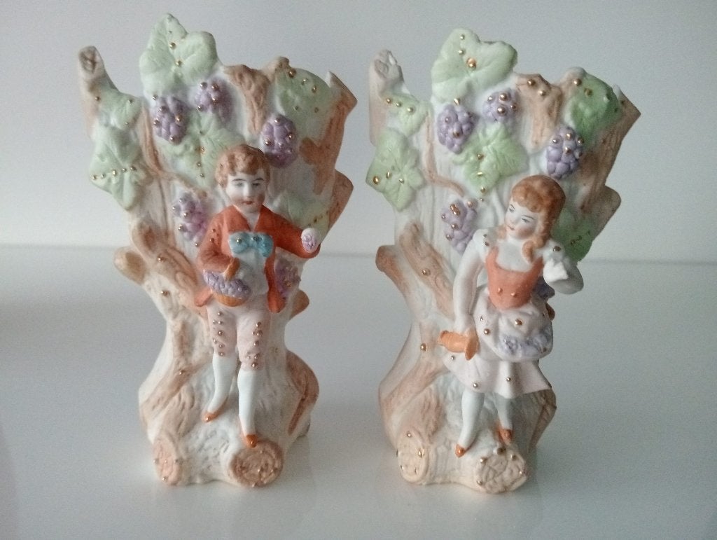 Stel antieke biscuit vaasjes ca.18x7x5cm, Ophalen