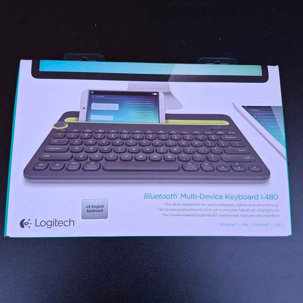 Logitech K480 Bluetooth Multi-Device Toetsenbord QWERTY, Ophalen, Logitech, Zo goed als nieuw, Draadloos