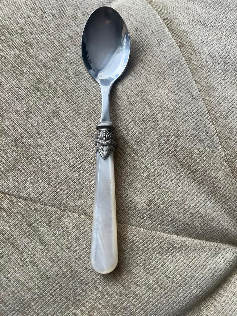 Lepel Napoleon Parelmoer., Ophalen of Verzenden, Zo goed als nieuw, Rvs of Chroom