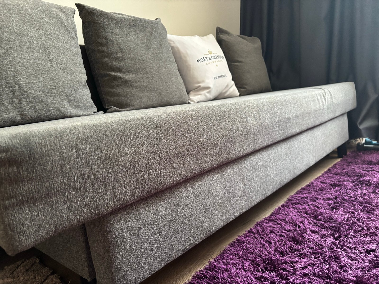 Grijze slaapbank met opbergruimte - 200x90cm, Huis en Inrichting, Slaapkamer | Slaapbanken, Gebruikt, 90 cm, Tweepersoons, Ophalen of Verzenden