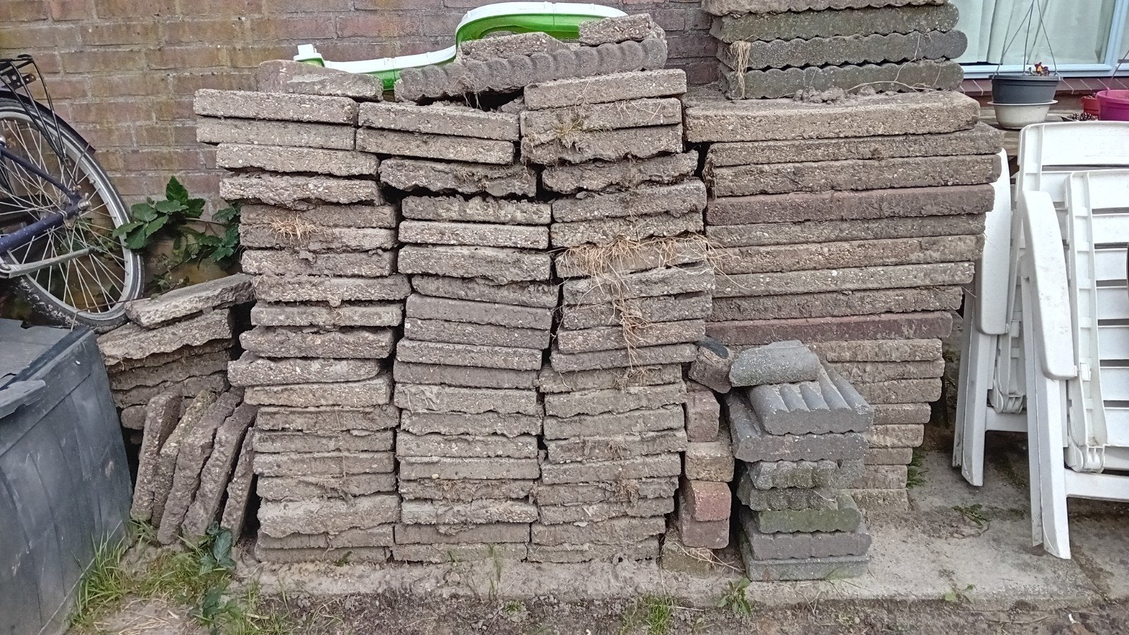 Gebruikte terrastegels, diverse maten, Tuin en Terras, Tegels en Klinkers, Ophalen, Gebruikt, 10 m² of meer, Beton