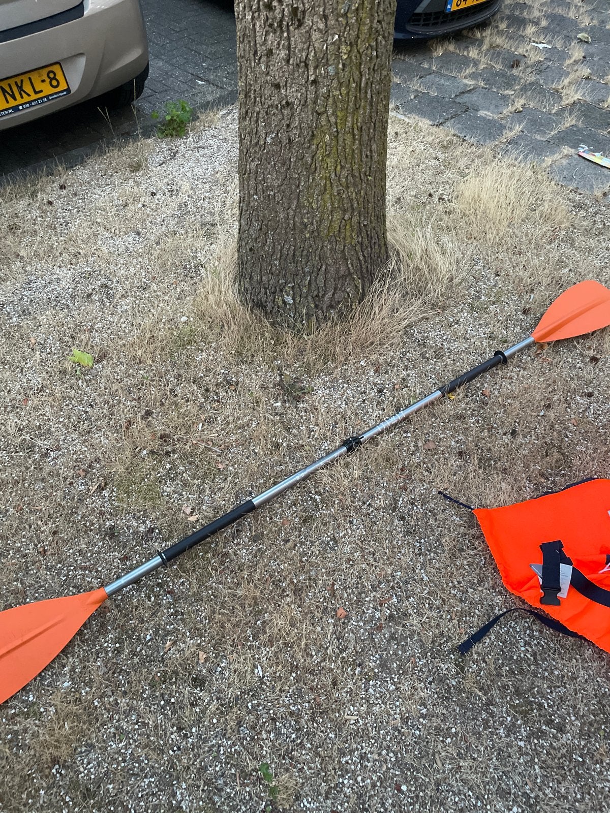 1 dubbel verstelbare Itiwit kajakpeddel - Oranje, Watersport en Boten, Peddels, Ophalen of Verzenden, Gebruikt, Dubbelbladige peddel
