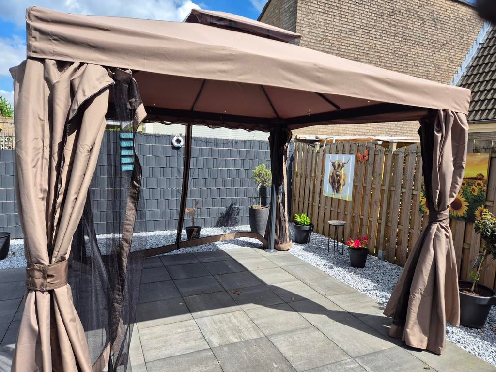 Paviljoen bolca 3x3m taupe, Tuin en Terras, Ophalen, Overige materialen