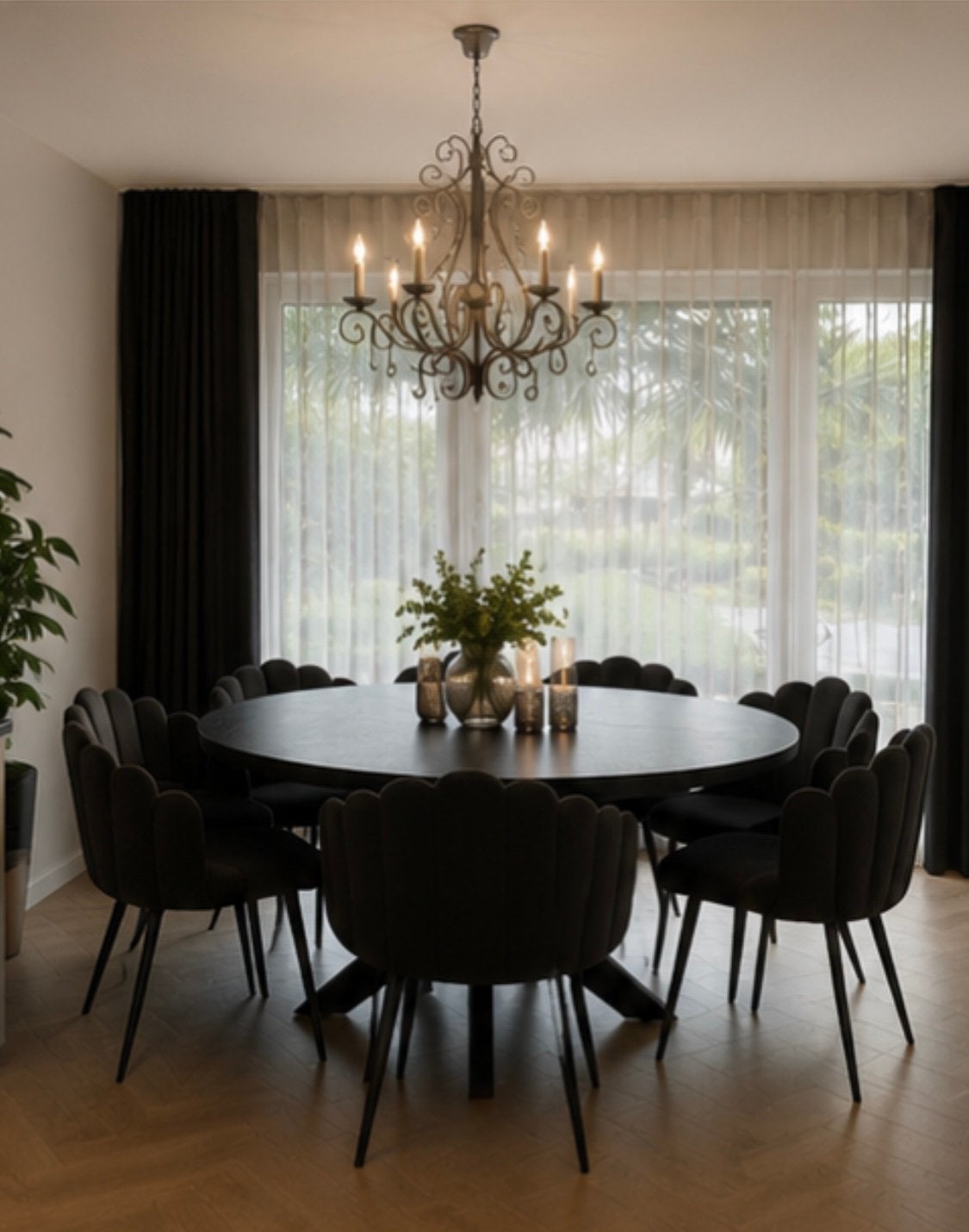 Eettafel 140 cm met 6 donkerbruine Colmore eetstoelen, Huis en Inrichting, Tafels | Eettafels, Ophalen, Gebruikt, 100 tot 150 cm