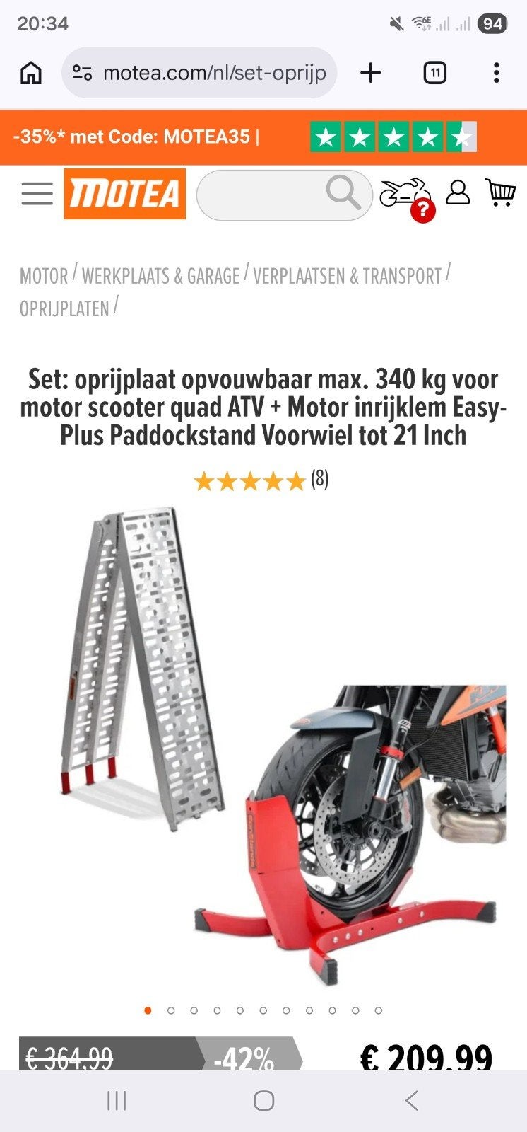 Aluminium oprijplaat, inklapbaar, 340kg draagvermogen, Ophalen of Verzenden, Zo goed als nieuw
