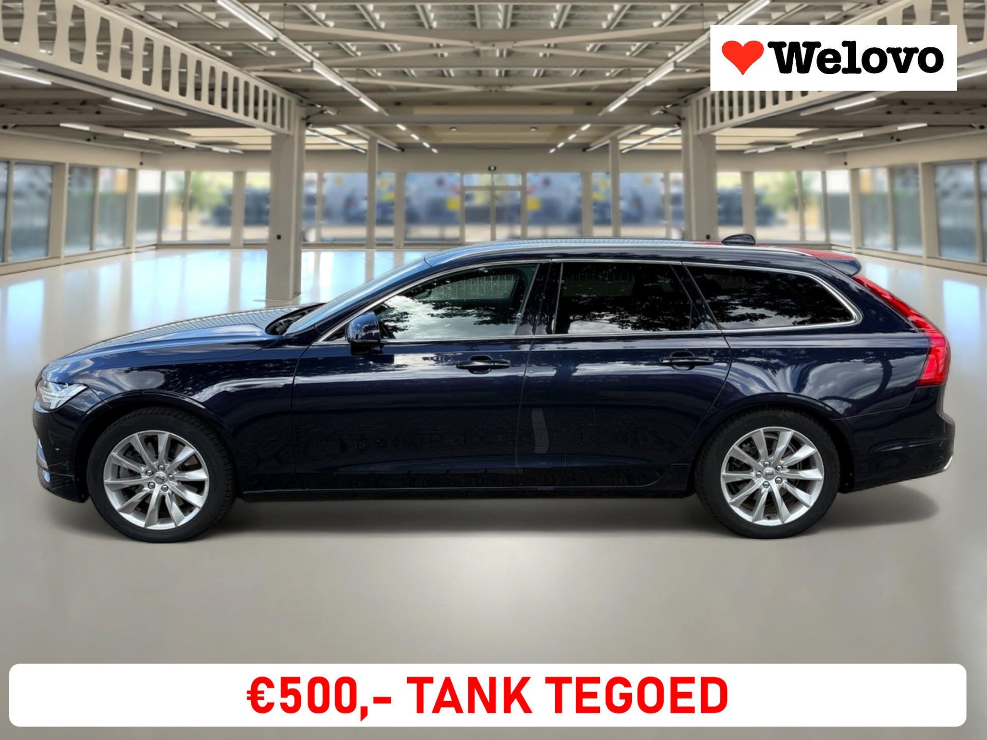 Volvo V90 2.0 T5 Momentum Garantie, rijklaar, trekhaak, lede, Euro 6, 1969 cc, Blauw, 93 €/maand