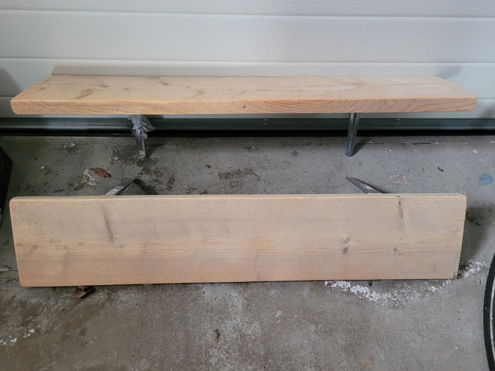 2x Steigerhouten wandplanken met dragers, Ophalen, Gebruikt