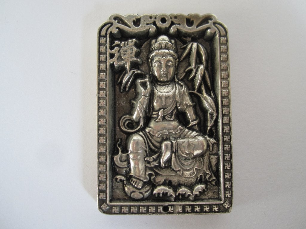 Oud Chinees amulet van zilverbrons Boeddha, Ophalen of Verzenden