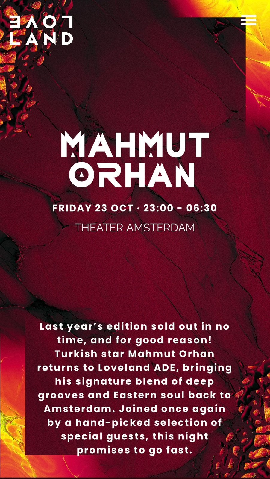 Mahmut Orhan. Vrijdag 23 oct - Theater Amsterdam