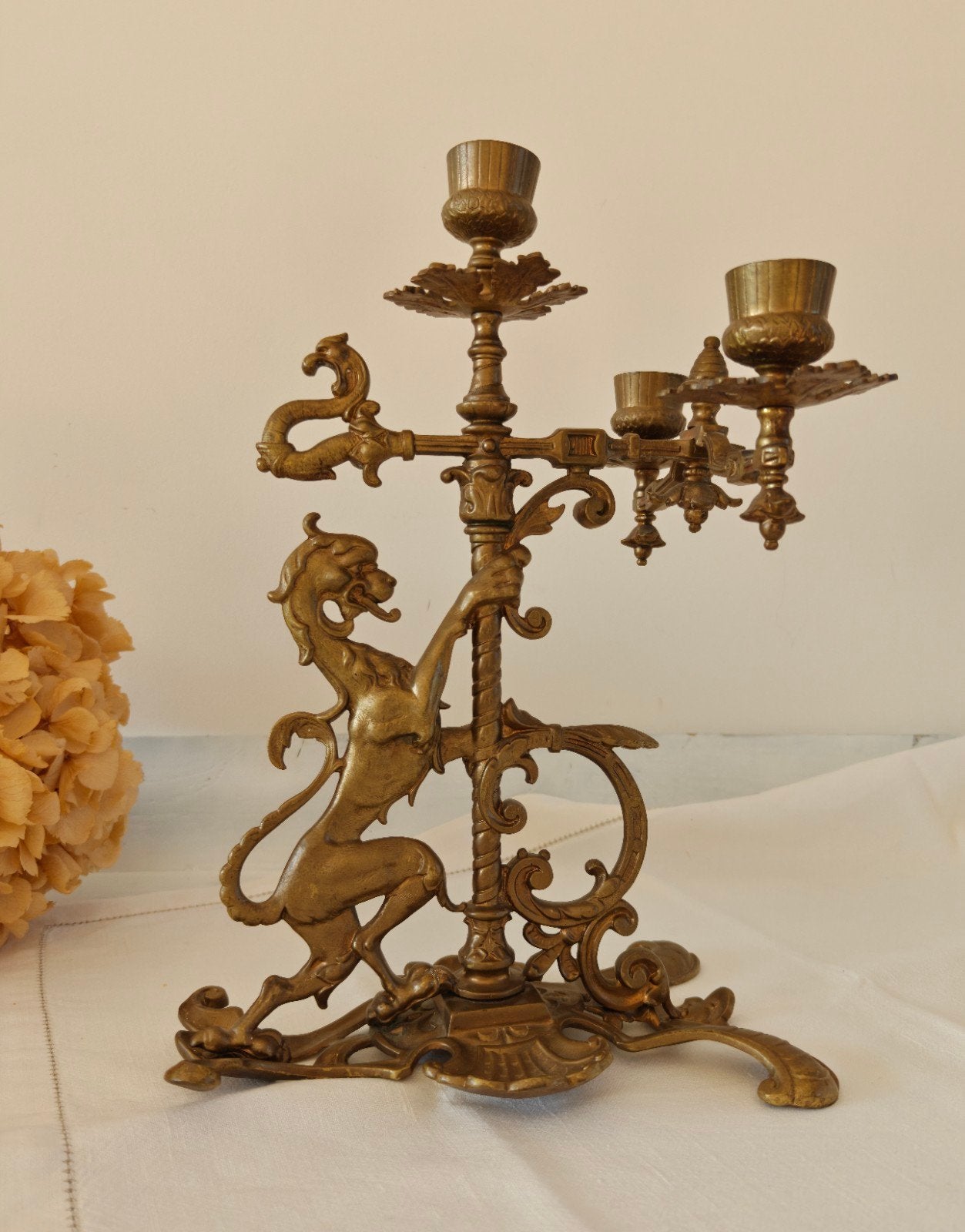 Antieke bronzen kandelaar E.G. Zimmermann, Hanau – Carpe Die, Ophalen of Verzenden, Koper of Brons