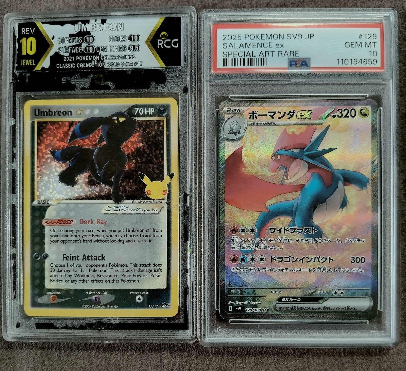 Umbreon & Salamence Pokémon kaarten - RCG 10 & PSA 10