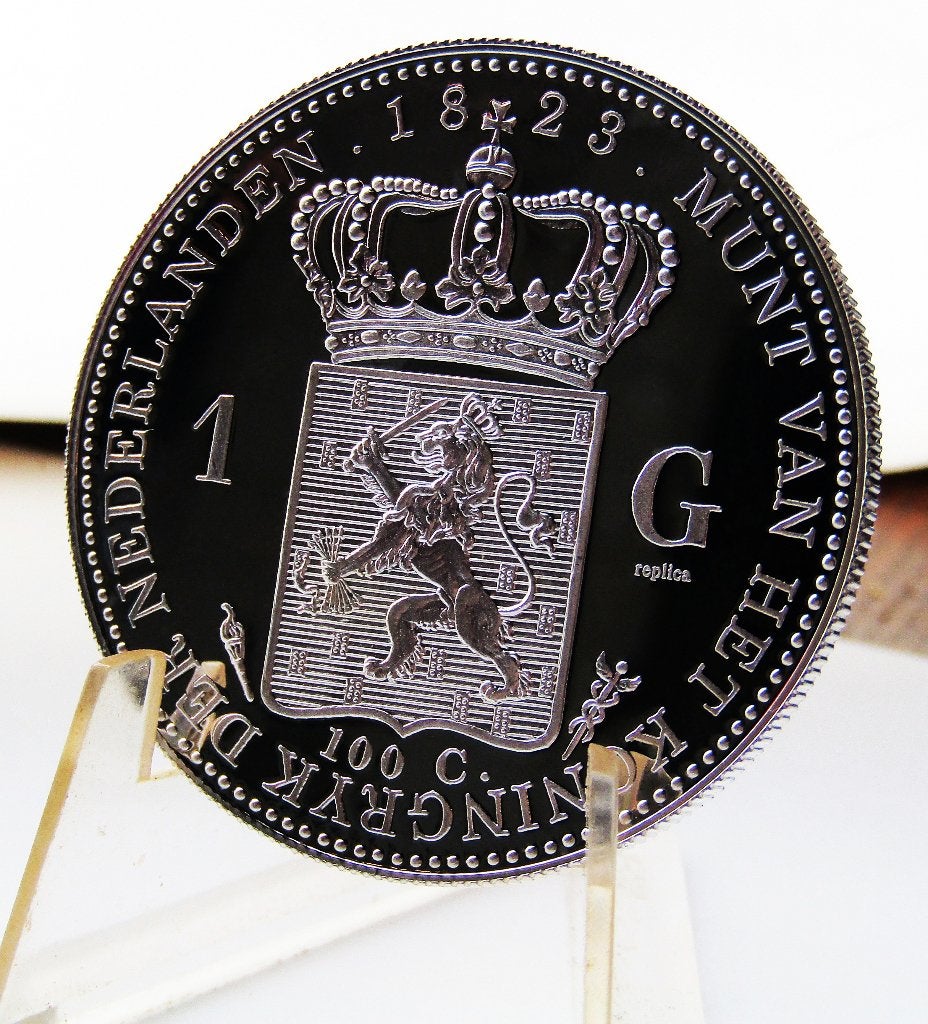 ** 1823 - NL - 1 Gulden Willem 1 - Betaalbare Replica  **, Verzenden, Zilver, Nederland