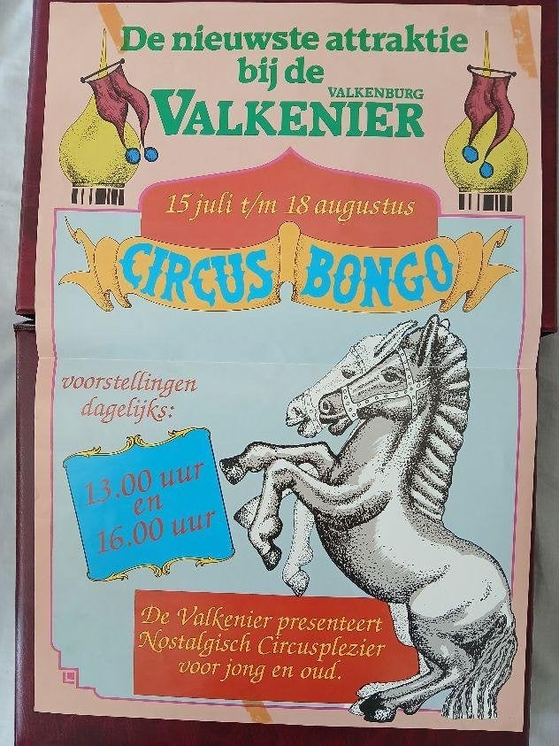 Circus Bongo poster bij de Valkenier Valkenburg 1992, Verzamelen, Ophalen of Verzenden, A1 t/m A3, Overige onderwerpen, Rechthoekig Staand