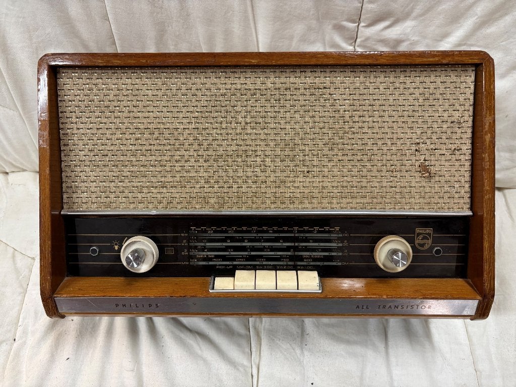 Antieke Philips radio, uitgebreid met Bluetooth., Antiek en Kunst, Antiek | Tv's en Audio, Ophalen of Verzenden