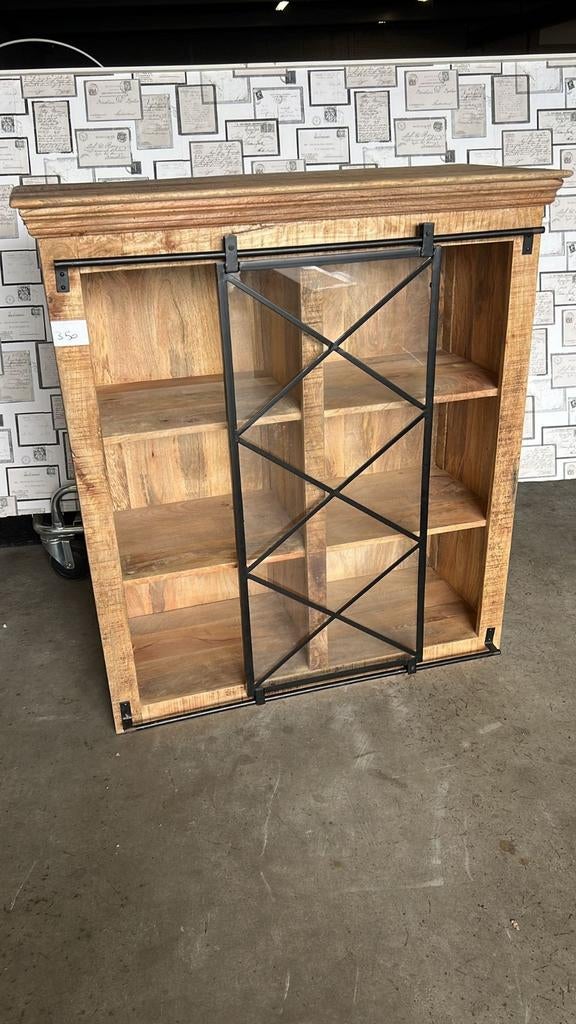 Vitrine gedeelte (Bovenkast) met metalen schuifdeur ZGAN, Ophalen, Met deur(en), 100 tot 150 cm, 100 tot 150 cm