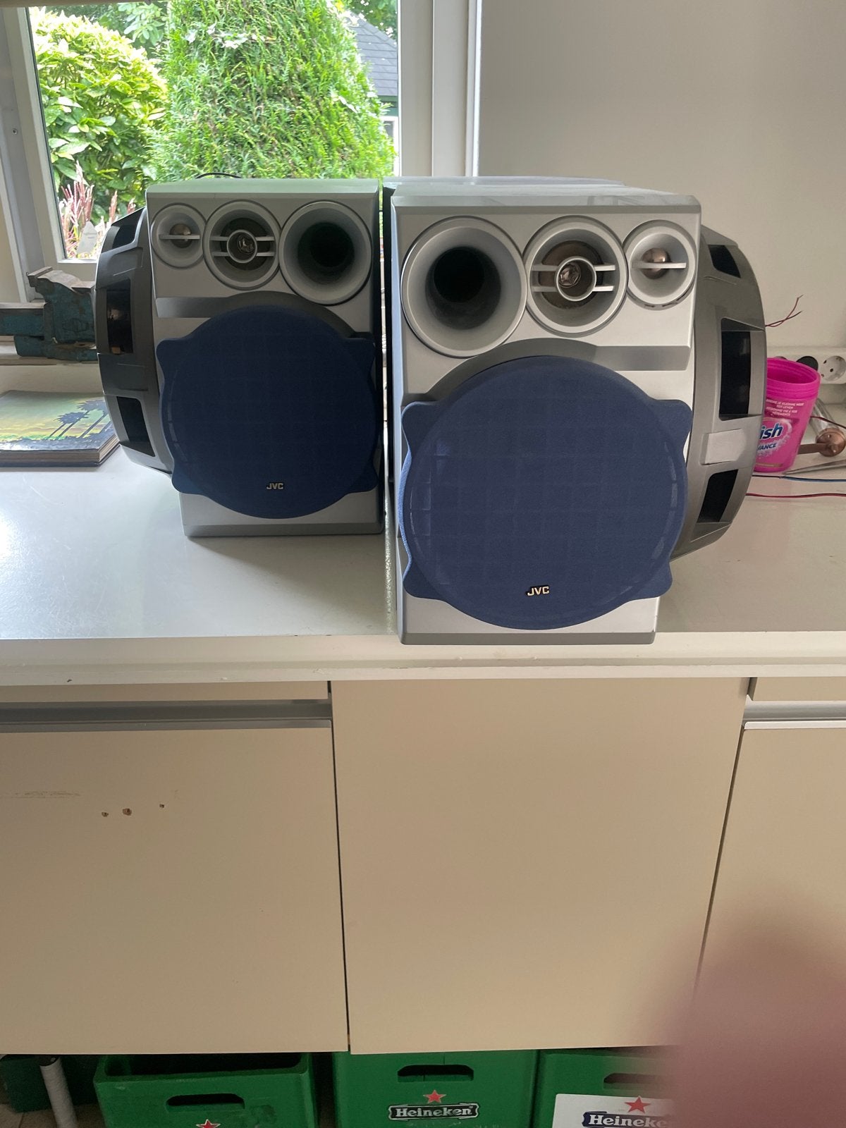 JVC SP-MXJ750R-Drive Subwoofer Speakers, Stereo speakers, Gebruikt, JVC, Basreflex