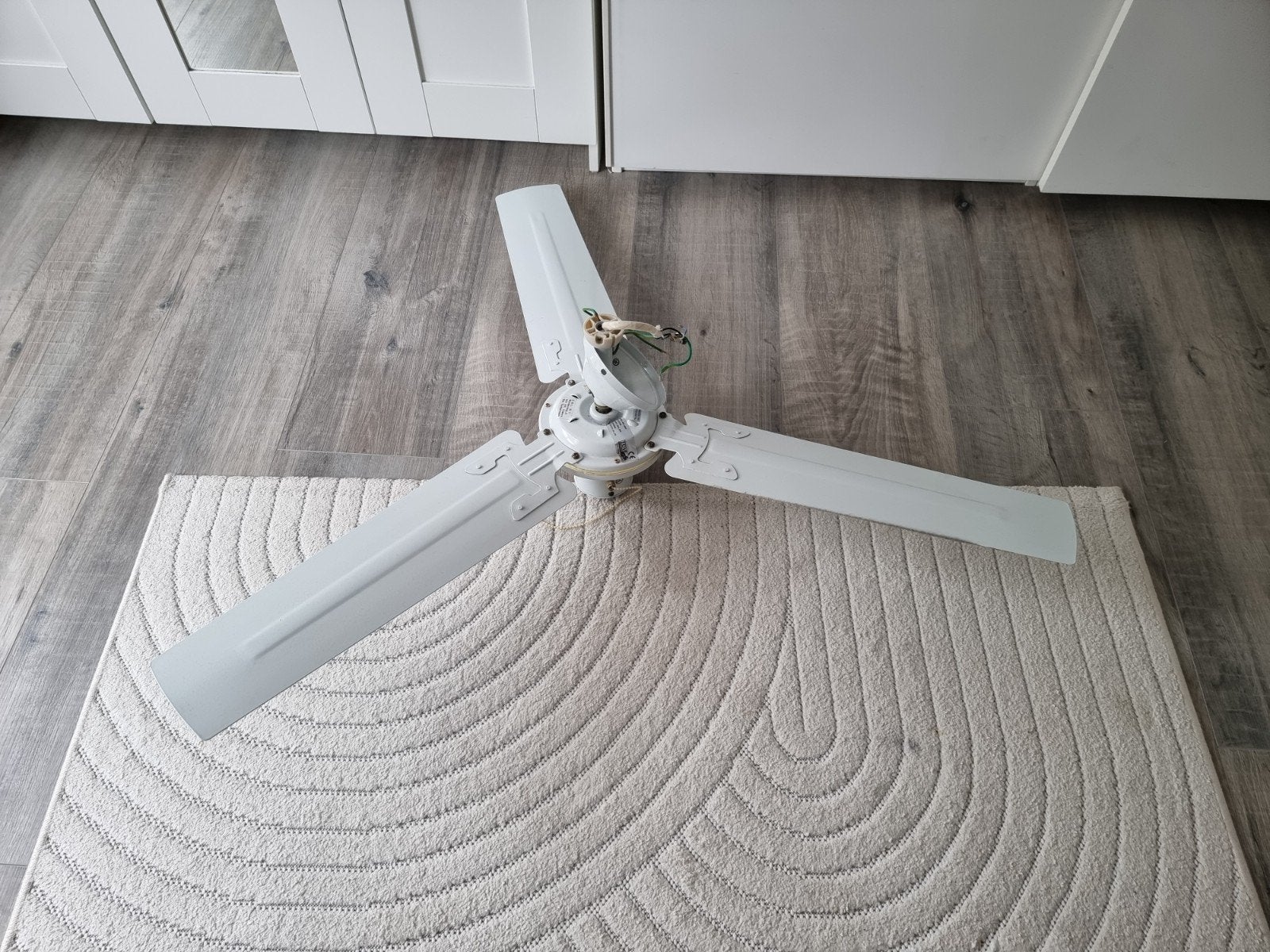 Witte plafondventilator met 3 bladen, Ophalen of Verzenden, Gebruikt, Plafondventilator
