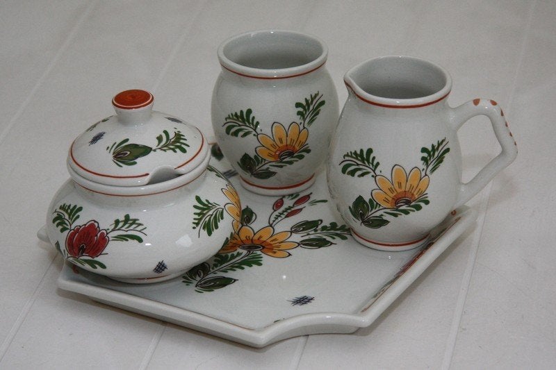 Servies Delfs Polychroom Regina, handgeschilderd, Ophalen of Verzenden