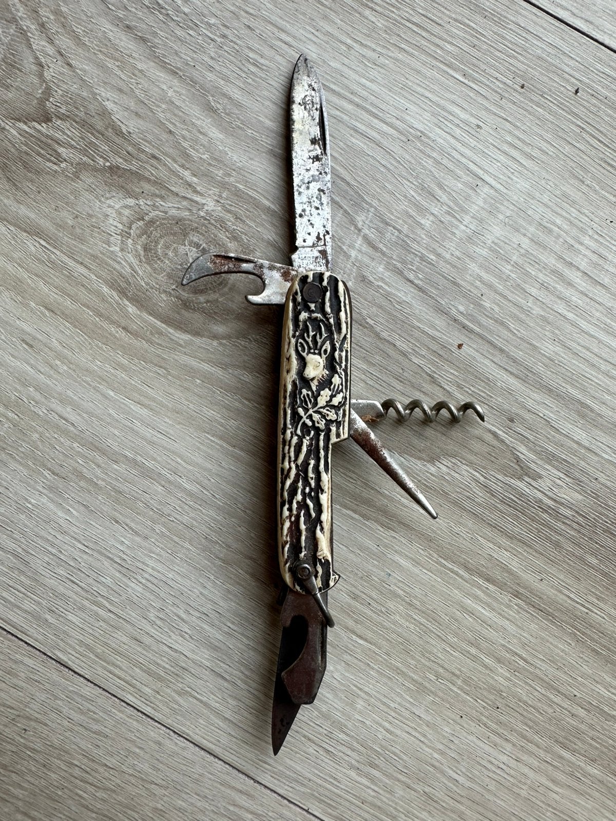 Vintage zakmes met het heft vervaardigd uit hertshorn, Ophalen of Verzenden