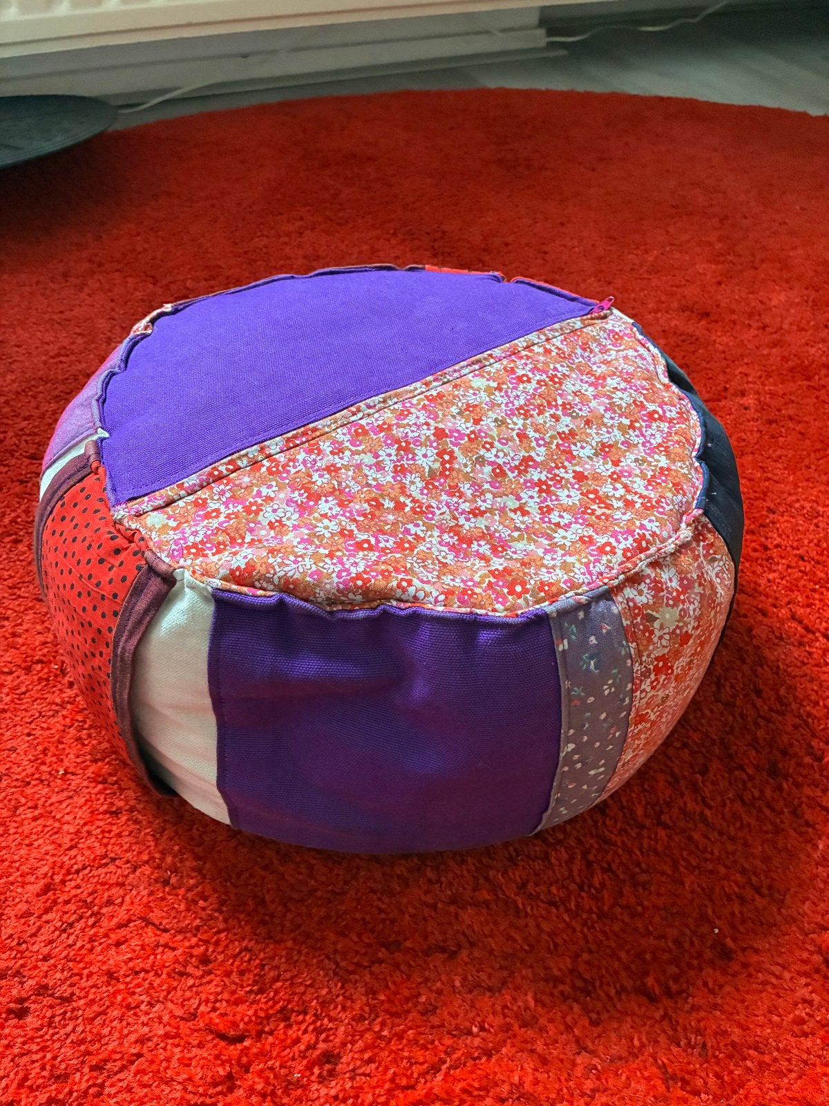 Kleurrijk vrolijk meditatie kussen - Patchwork Design, Ophalen, Minder dan 50 cm, Gebruikt, Rond