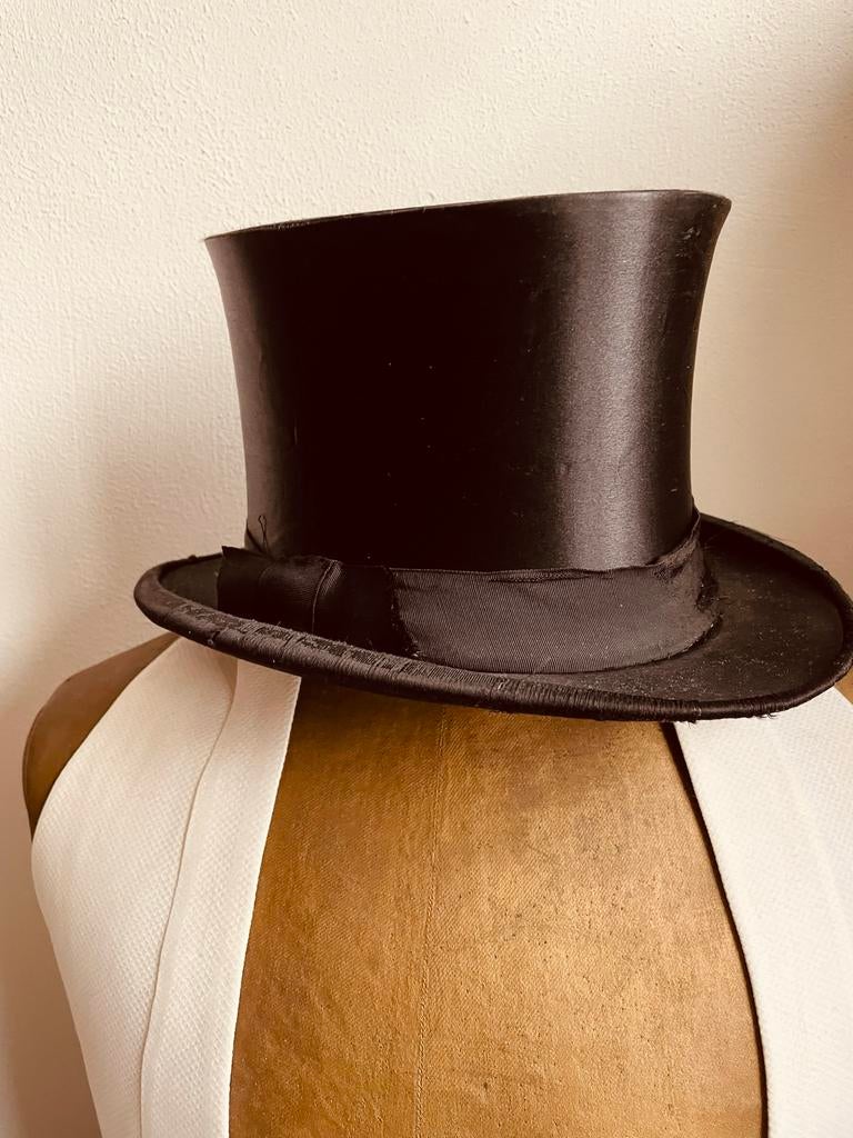 Vintage Chapeau Claque - Opvouwbare Hoge Hoed, Antiek en Kunst, Antiek | Kleding en Accessoires, Ophalen of Verzenden, Heren