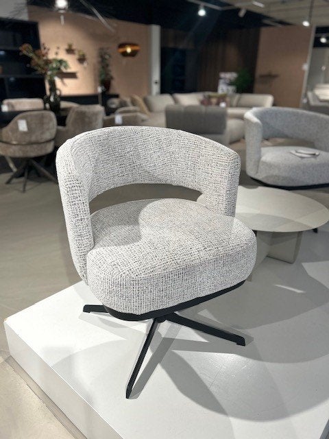 Fauteuil Bruce Nijwie draaibaar zwart grijs wit, Minder dan 75 cm, Nieuw, Ophalen of Verzenden, Metaal