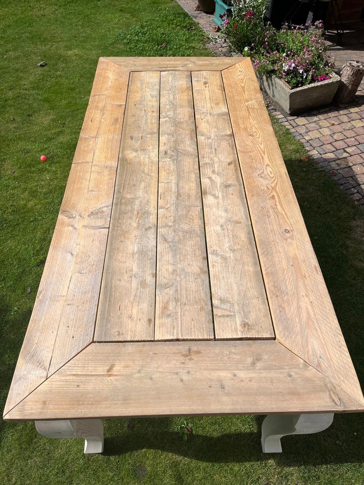 Robuuste houten tafel 200x90x75 cm, Huis en Inrichting, Gebruikt, Vijf personen of meer, 150 tot 200 cm, Rechthoekig