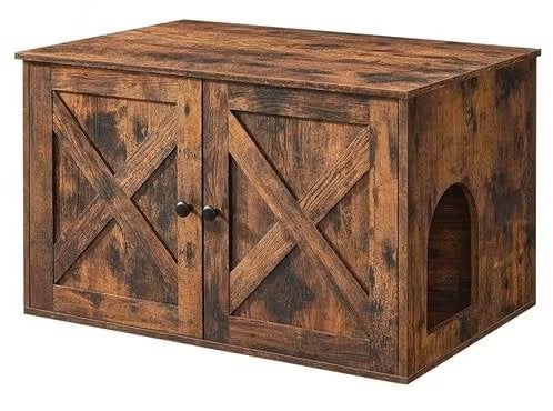 NIEUW! Feandrea kattenbak kattenhuis met deuren bruin €40,99, Ophalen of Verzenden, Nieuw, Gesloten