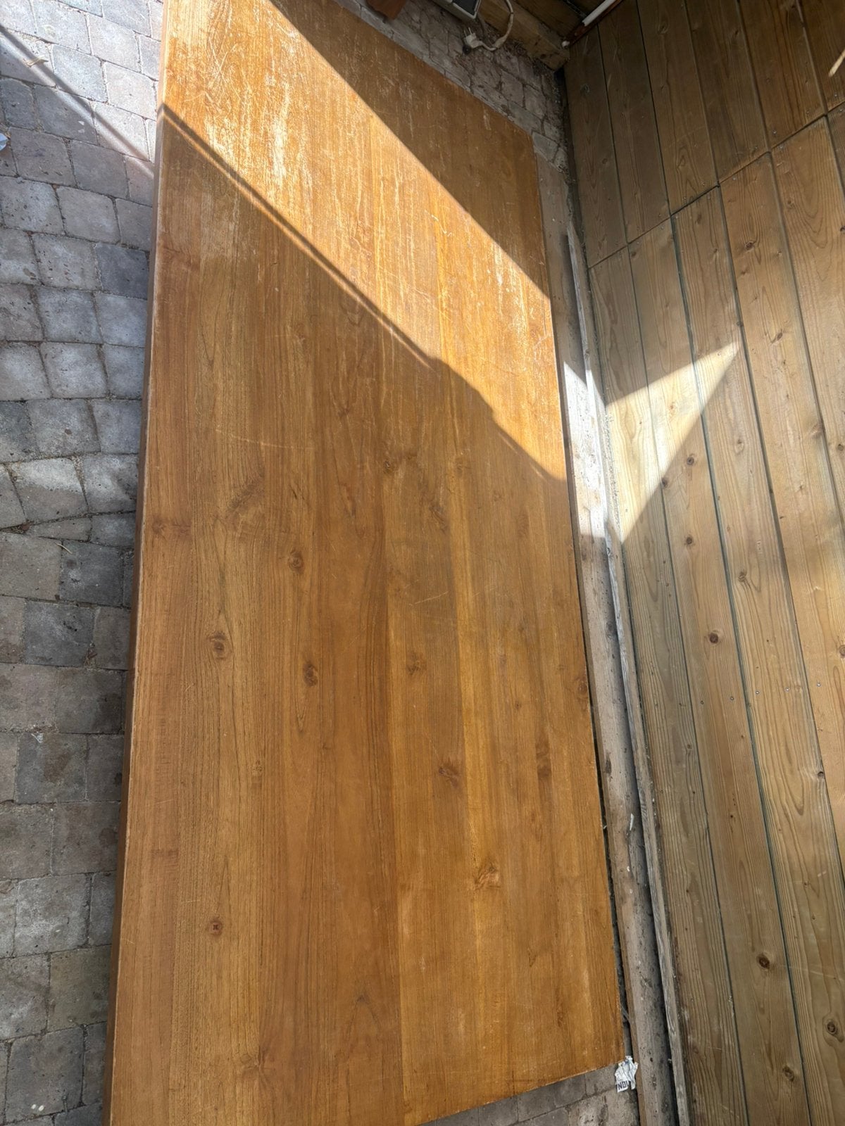Eettafel teak hout, Huis en Inrichting, Tafels | Eettafels, Ophalen, 200 cm of meer, 50 tot 100 cm, Zo goed als nieuw